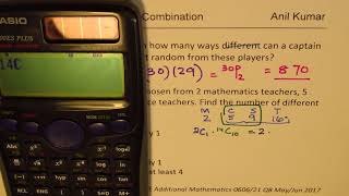 Probability with Permutation Combination IGCSE Addition Mathematics 2017