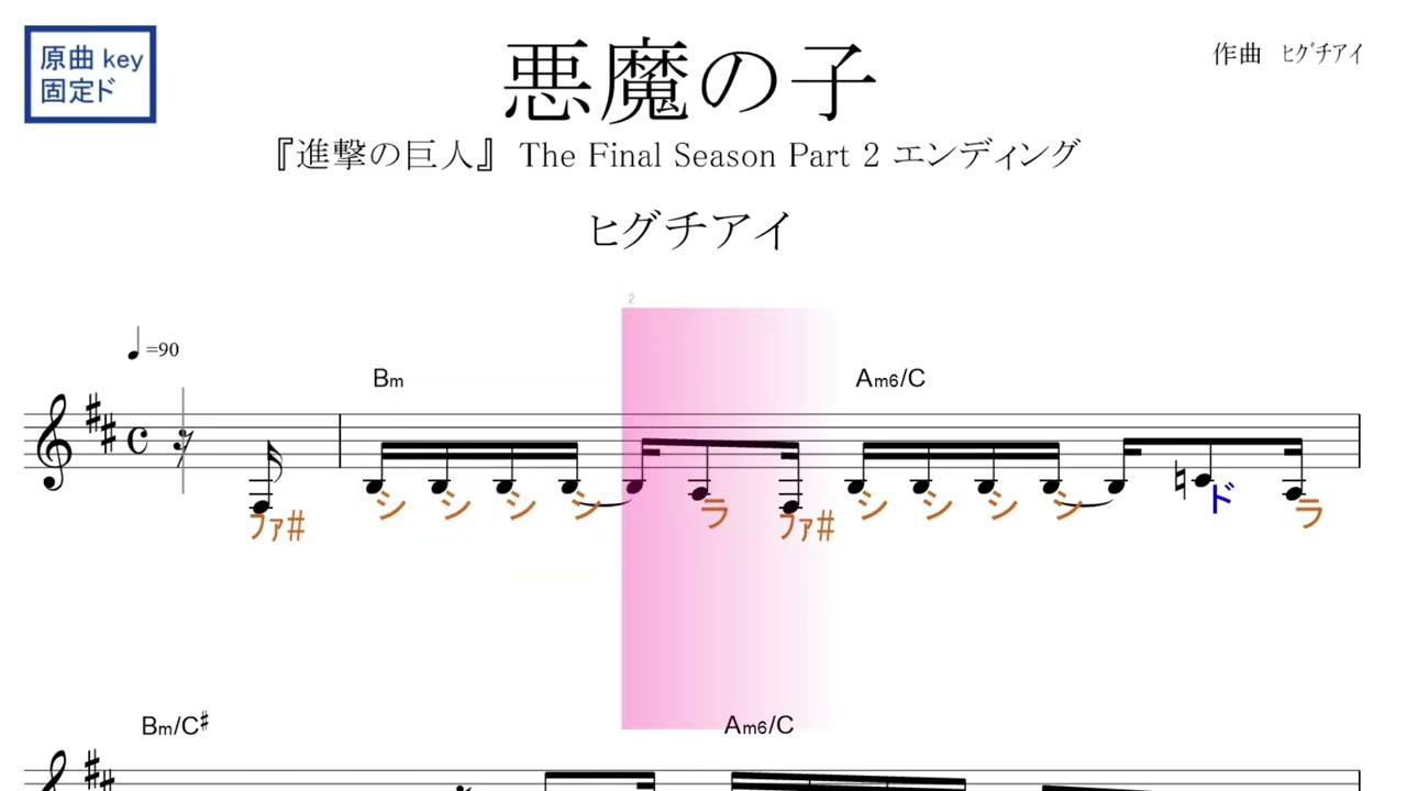 悪魔の子 ヒグチアイ アニメ 進撃の巨人 The Final Season Part 2 Ed ドレミで歌う楽譜 コード付き Youtube