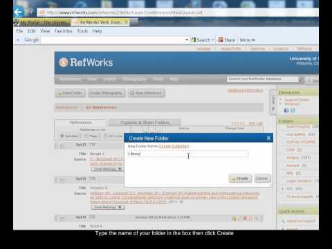 Logging in to RefWorks and Creating a Folder
