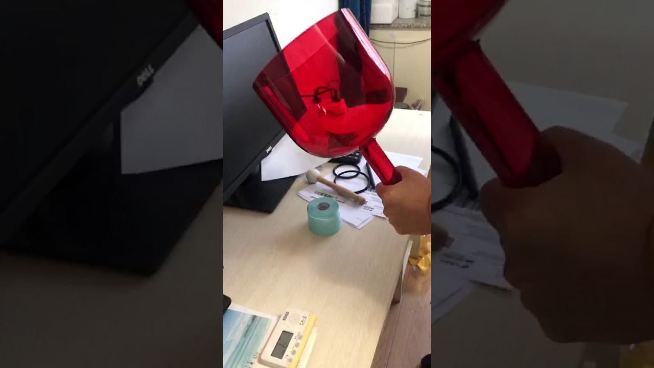 Red Color 440 Hz Perfect Pitch C Root Chakra Handle Clear Quartz Crystal Singing Bowl 7 inch