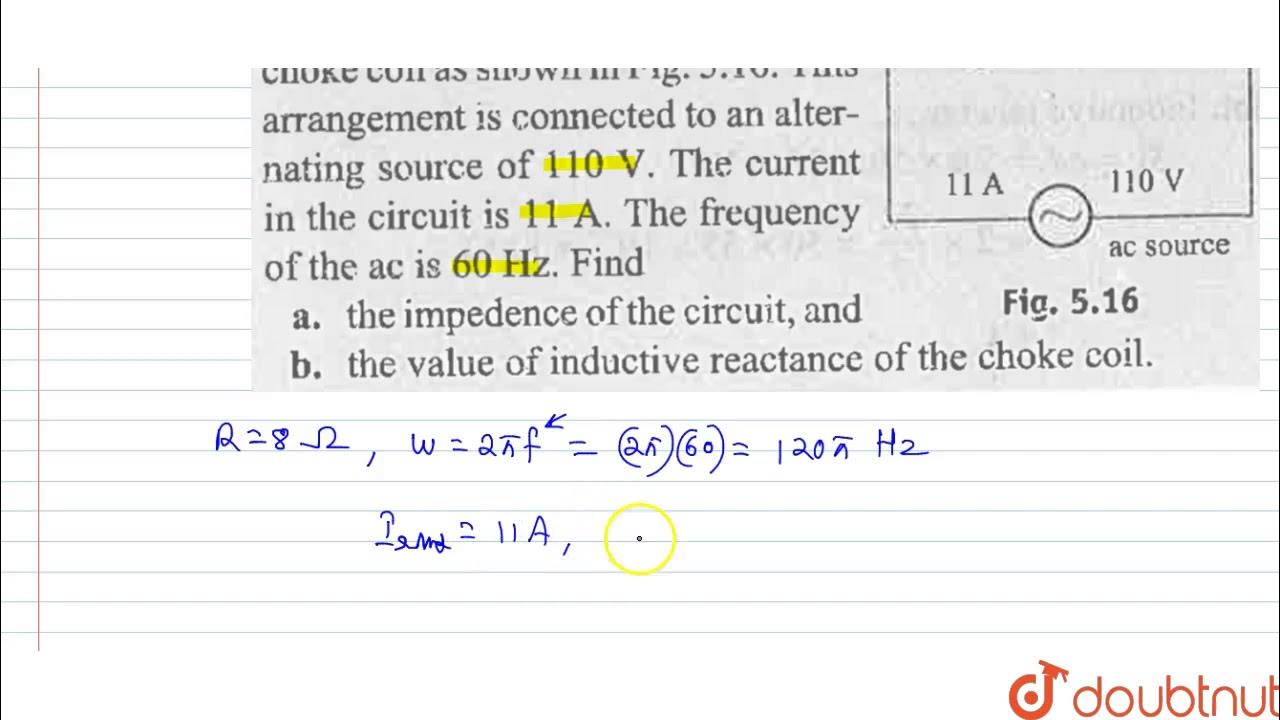 A lamp with a resistance of `8 Omega` is connected to a choke coil as