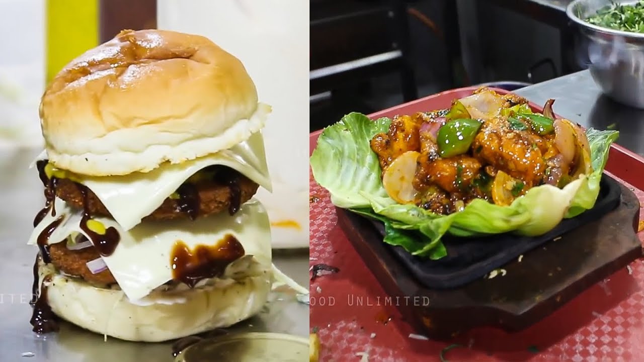 Tasty SIZZLERS and CHEESY JUMBO BURGER | Indian Street Food | Street Food Unlimited