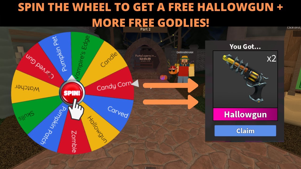 SPIN THE WHEEL FOR A FREE HALLOWGUN GODLY IN NEW ROBLOX MM2 HALLOWEEN UPDATE 2020!! YouTube