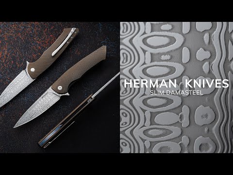 FOLDING KNIFE FOLDER SLIM  DAMASTEEL HERMAN KNIVES