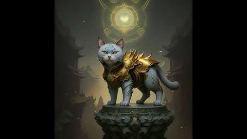 Anthropomorphic cat surrounded by fractals Space Station Mecha Mech Robots in the Sky