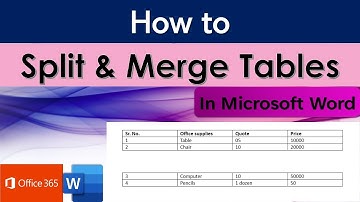 Quickly Split and Merge Table MS Word | Horizontally and Vertically Split Table | Break Table