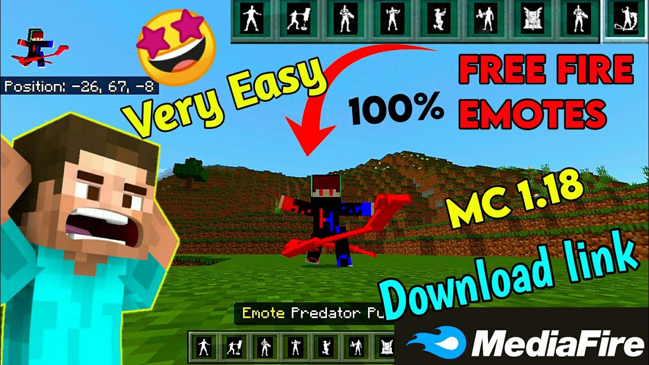 Free Fire emotes addon for Minecraft 1.18 || Free Fire emotes download for Mcpe 1.18 || Very Easy.