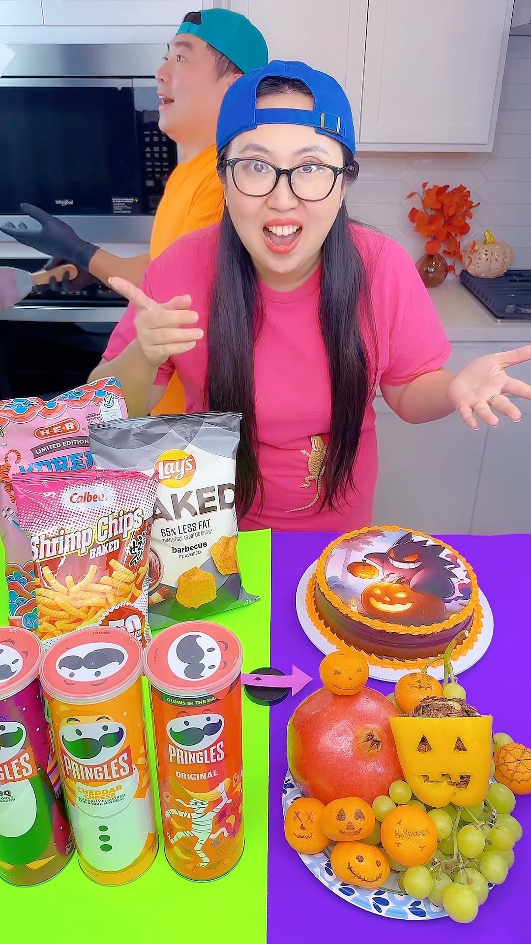 Halloween foods VS ketchup ice cream challenge!? #gengar  #funny by Ethan Funny Family