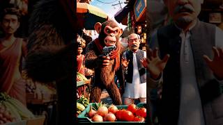 बंदर के दादागिरी 🤔🤔🤔 #ai #cartoon #viral #animation #facts #tranding #monkey #village #shorts #hindi