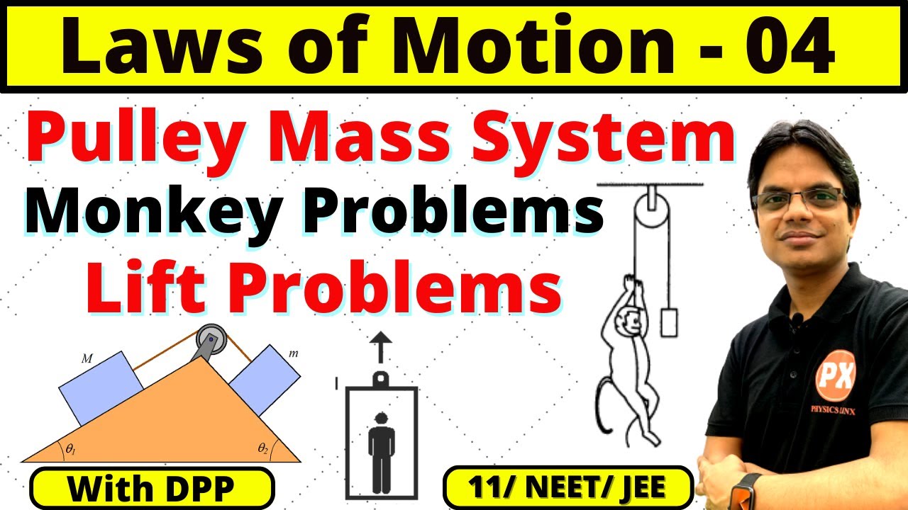 Laws of Motion Class 11 L4 Pulley Mass System Monkey Problems