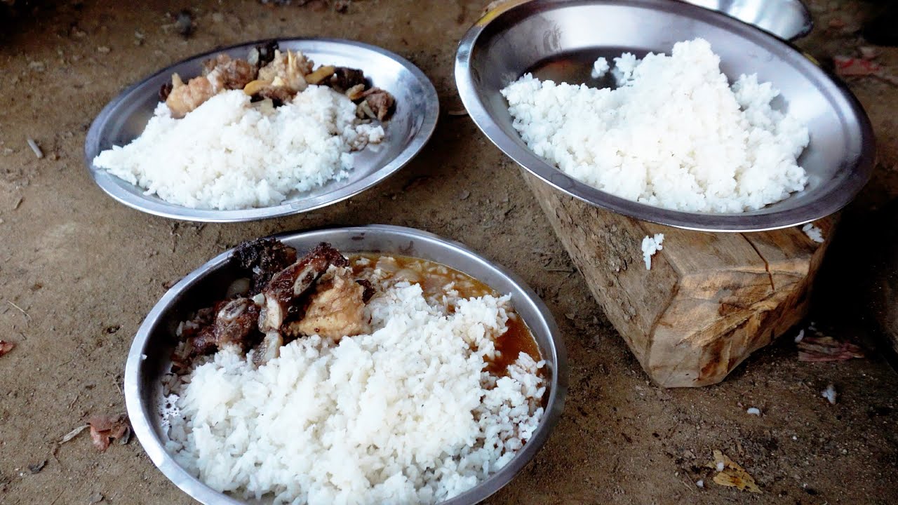 buff soup curry & rice at dinner || Nepali village Kitchen || - YouTube