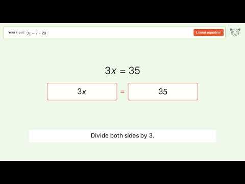 Solve 3x-7=28: Linear Equation Video Solution
