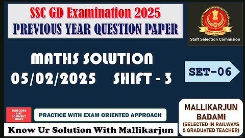 SSC GD MATHS 2025 IN KANNADA | 05-02-2025-3rd shift| SSC | RRB | KPSC |  Class by Mallikarjun Sir