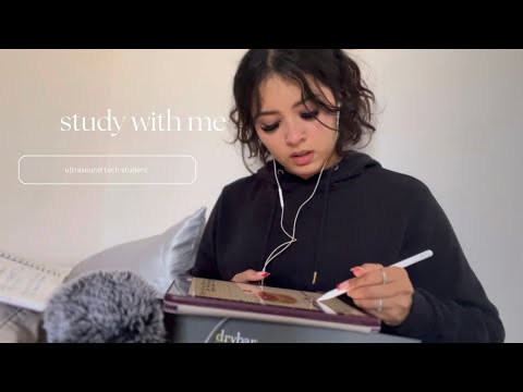 ASMR | study with me as an ultrasound tech student 💕 page flipping + inaudible whispers 😴