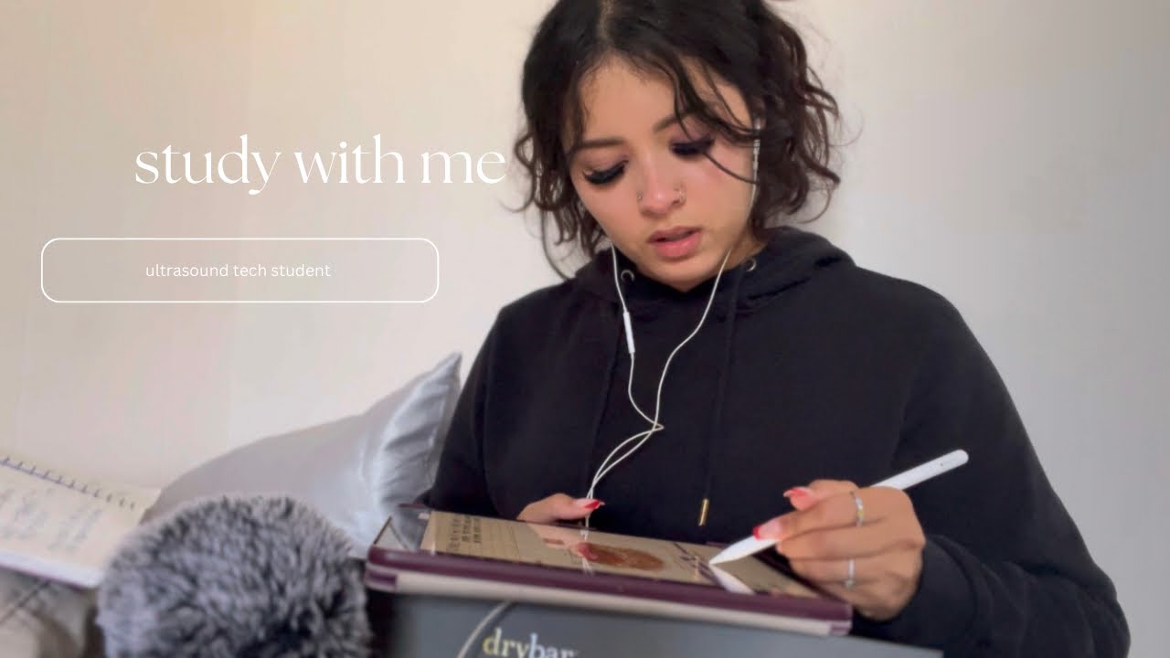 ASMR | study with me as an ultrasound tech student 💕 page flipping + inaudible whispers 😴