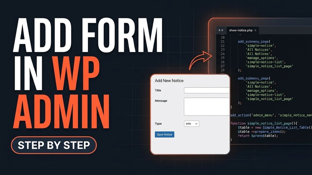 How to Add a Custom Form in WordPress Admin | Plugin Development - YouTube
