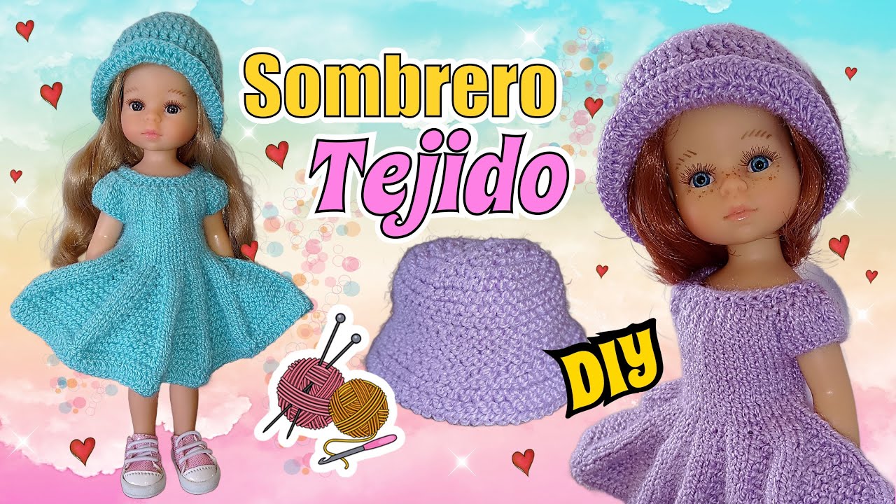 Sombrero tejido para muñecas tutorial facil