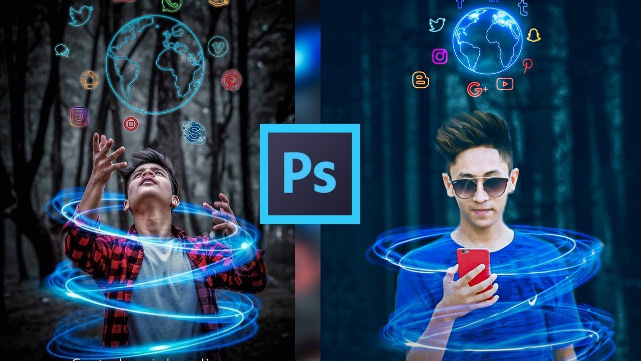 Neon Social Photo Editing | Photoshop cc and cs6 | Tapasheditz
