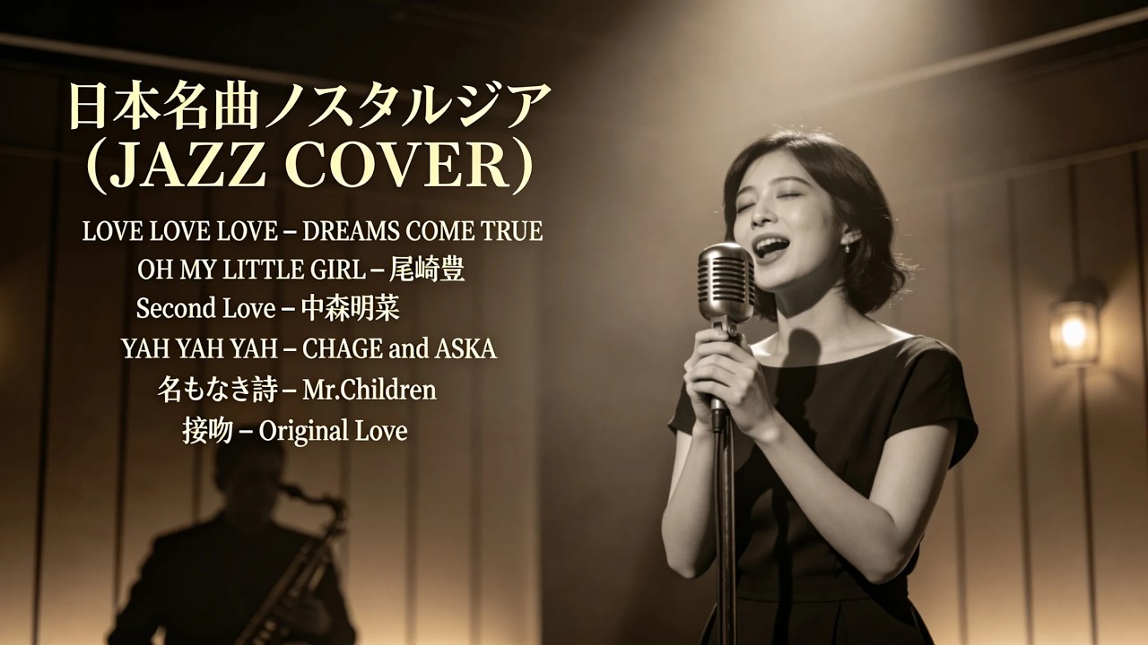 トップヒット・ジャズカバー｜日本クラシック名曲集 接吻・OH MY LITTLE GIRL・LOVE LOVE LOVE・名もなき詩・YAH YAH YAH ほか【夜・カフェ・リラックス】