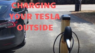 Here's an example of charging your tesla without a garage. i am using
the umc charger that comes with model 3 into nema 14-50 outlet. ...