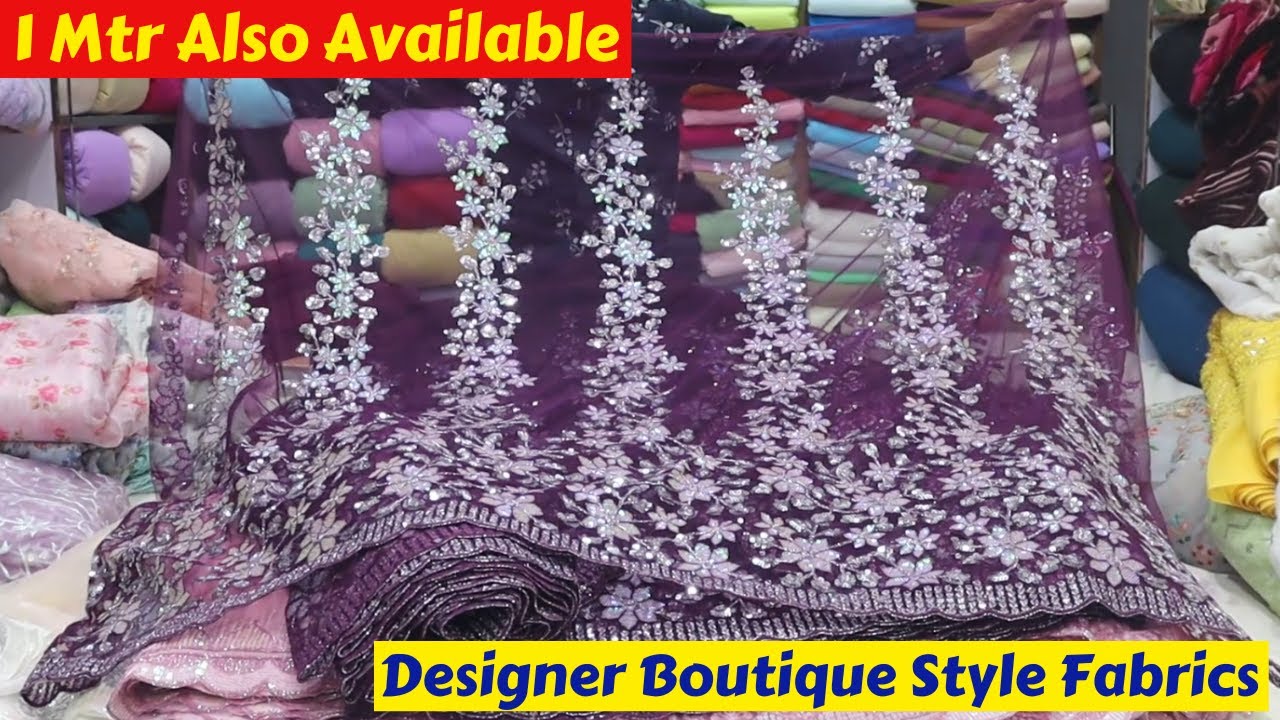 Latest Zardosi Buti Work Organza Fabric, Rainbow Sequence Work Fabric