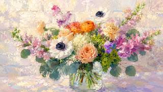 Spring Garden Bouquet Impressionist Painting | 4K Floral Art for TV Screensaver 3 Hours