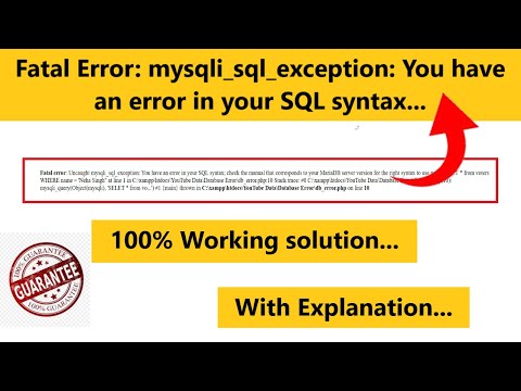 Fatal Error: Uncaught mysqli_sql_exception: You have an error in your SQL Syntax