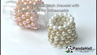手作りアクセ！パールビーズとチェーンのワイドバングルを作ってみた！【PandaHall｜DIY】