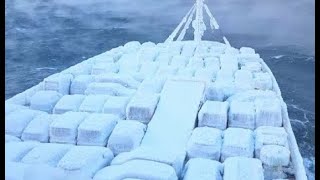 Large Frozen Icebreaker Ships Crashing Ice! Collapse Icebergs &amp; Glacier Calving