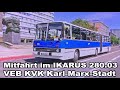 Mitfahrt ikarus 28003 gelenkbus des veb kvk karlmarxstadt ikarus 28003 beim 7 ikarustreffen