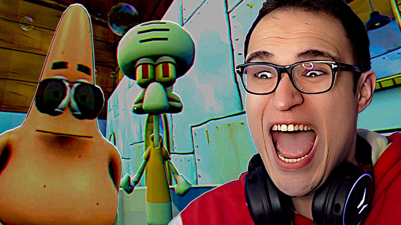 TURNO DE NOCHE CON BOB ESPONJA | 2 JUEGOS de TERROR en un VIDEO