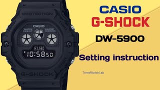 How to set time on Casio G-shock DW-5900 | TrendWatchLab | Set time, stopwatch, timer and alarm.