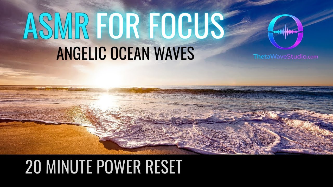 20 Minute Focus & Study Session - Ambient Ocean Waves With Soothing Music [Black Screen]