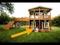 Dad builds amazing two story playhouse for his daughters