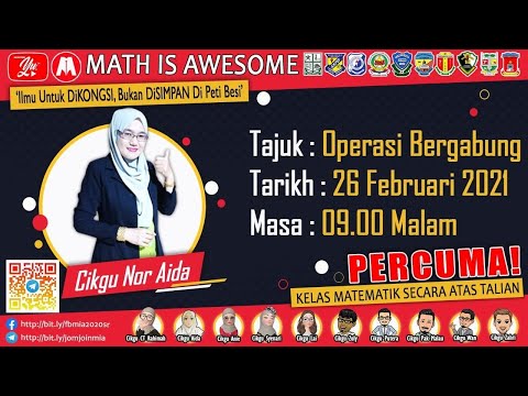 🔴[LIVE] MATH IS AWESOME : OPERASI BERGABUNG oleh CIKGU NOR AIDA