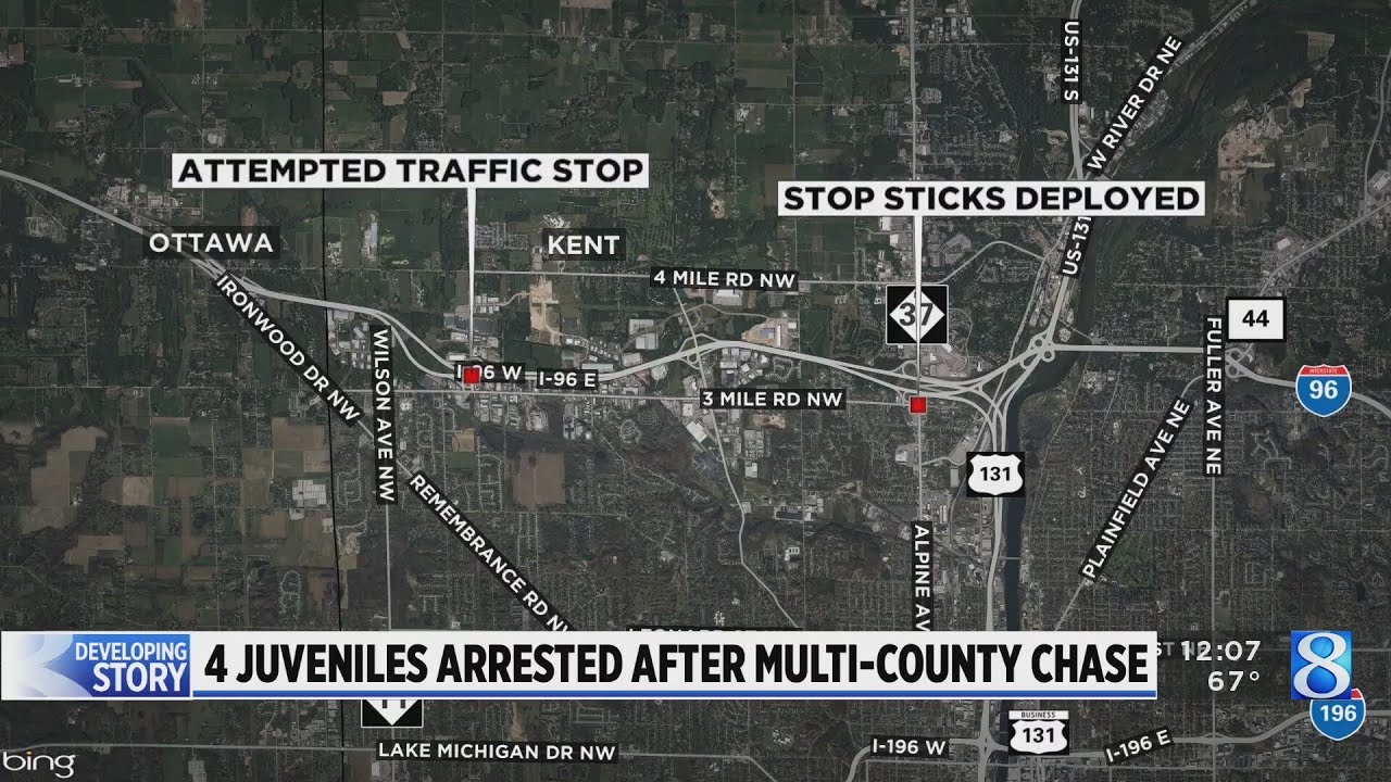 MSP: 4 juveniles arrested after multi-county chase - YouTube