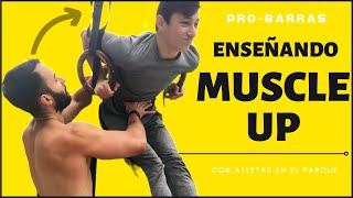 Enseñando MUSCLE UPS en anillas con Atletas