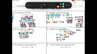 Unit 2B Quadratics Study Guide #1-10