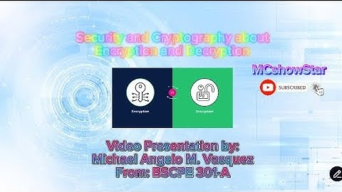 SECURITY AND CRYPTOGRAPHY: ENCRYPTION AND DECRYPTION BY: MICHAEL ANGELO M. VASQUEZ (MCshowStar) YT