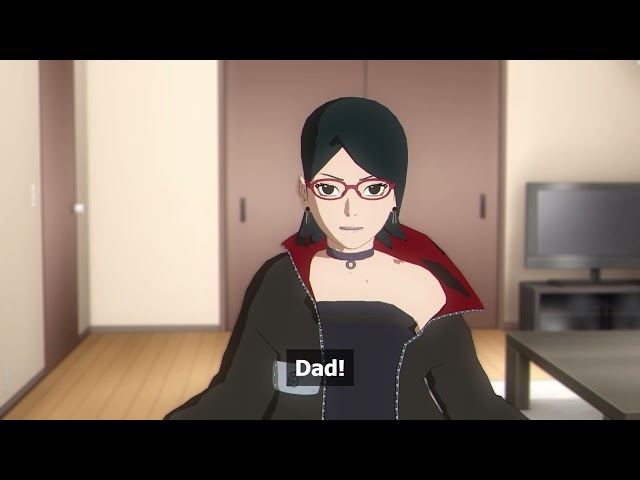 Sasuke dislikes Sarada's new outfit... class=