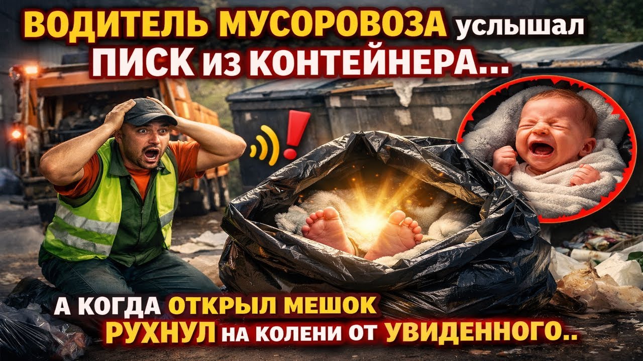 ВОДИТЕЛЬ МУСОРОВОЗА УСЛЫШАЛ ПИСК ИЗ КОНТЕЙНЕРА А КОГДА ОТКРЫЛ МЕШОК РУХНУЛ НА КОЛЕНИ ОТ УВИДЕ
