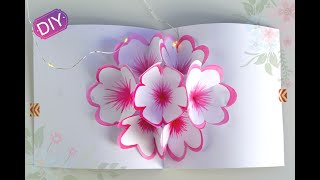 How to make a flower 2020 POP UP card / Easy crafts / Basteln mit Papier