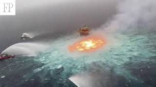 EYE OF FIRE: GAS LEAK SETS THE GULF OF MEXICO ALIGHT