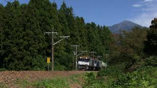 中央西線 EF64 1000番代 重連 貨物8084レ 大桑‐野尻 中央アルプスバック 20170930