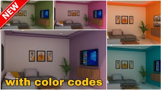 Livingroom beautiful dark \& light colours with colour code in detail ll TV wall background colour ll