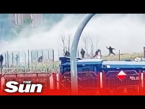 Belarus migrants blasted with water cannons by Polish border force