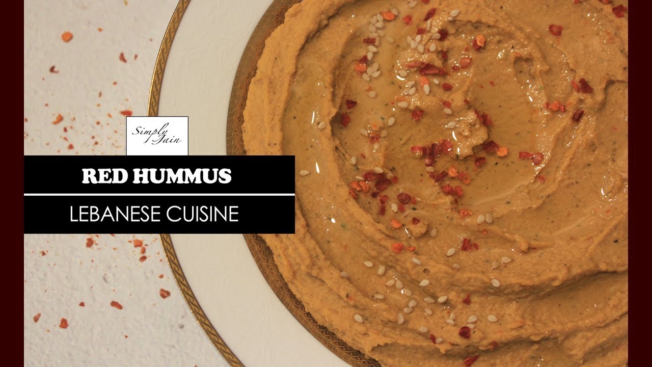 Red Hummus Recipe | How To Make Roasted Red Pepper Hummus | Simply Jain