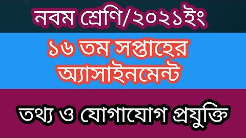 Class 9 ll ICT ll 16th Week ll Assignment Solution.