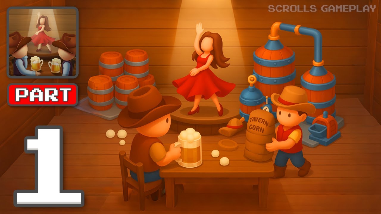 Wild West Tavern - Gameplay Walkthrough Part 1 - Run The Craziest Saloon (iOS, Android)