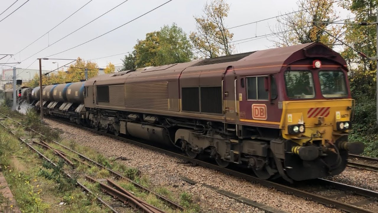 EWS Class 66 RHTT Passes Hornsey Railway Station London.